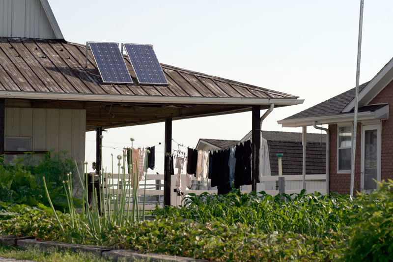 Amish garden and solar panels