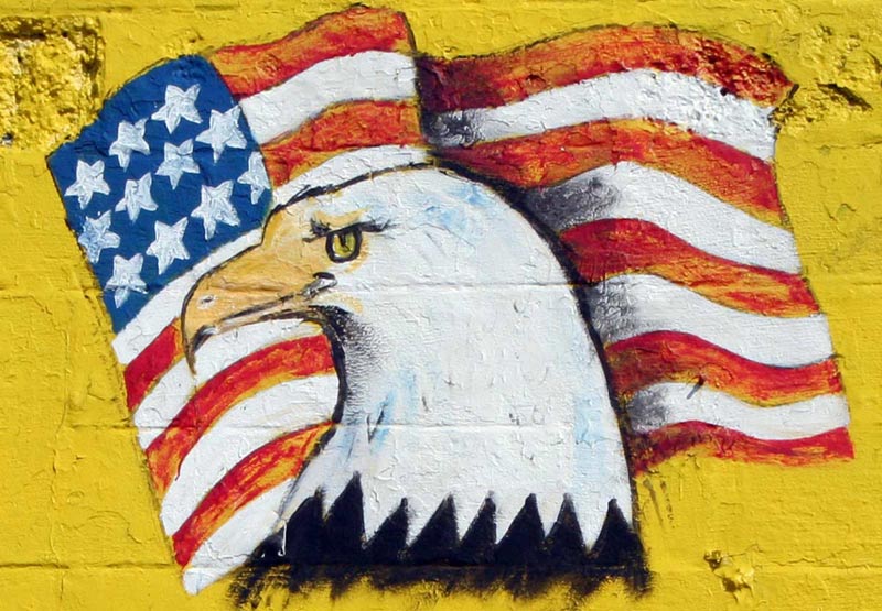 Eagle and flag from the tire store