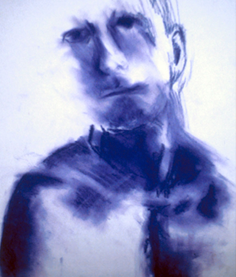 Young Man in Blue Conte