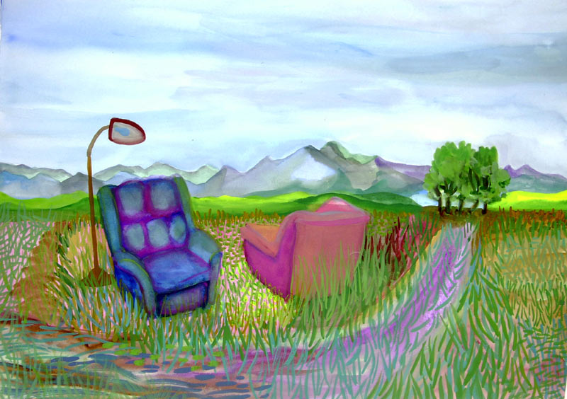 living room in view of Long's Peak